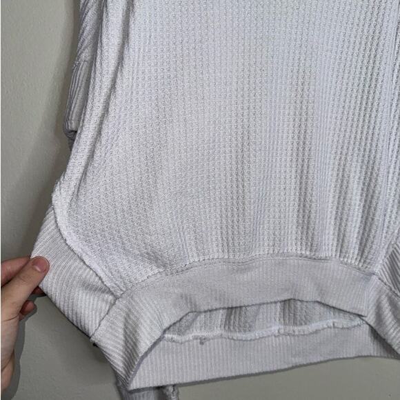 We The Free Santa Clara Thermal V-Neck Top Light Gray White Oversized Small - Picture 4 of 6